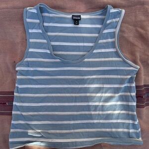 Patagonia Blue and White Striped Tank Top